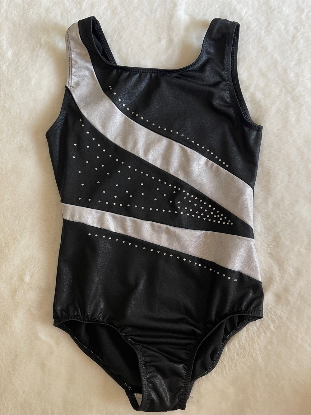 Black and Silver Sparkle Gymnastics Leotard  SZ 10